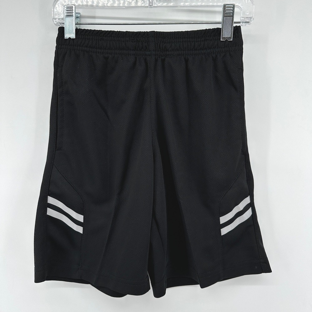 Liberty Pro Kids Black Mesh Athletic Shorts Size YXS Reflective Stripes Pocket